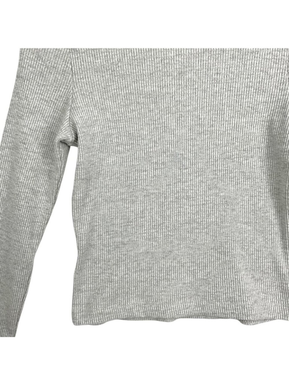 AGOLDE Alma Shrunken Crewneck Shirt Womens Large Gray Ribbed Long Sleeve Top - Picture 4 of 14